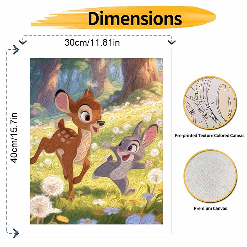 Disney Bambi and Thumper Digital Oil Painting Art Painting Handmade Diy Home Decorations