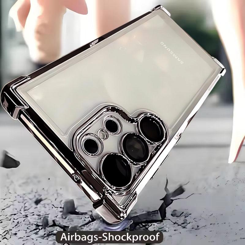 Luxury Plating Shockproof Clear Case for Samsung Galaxy S24 Ultra S25 FE Edge S23 S22 S21 S20 + Hard Acrylic Hybrid Bumper Cover