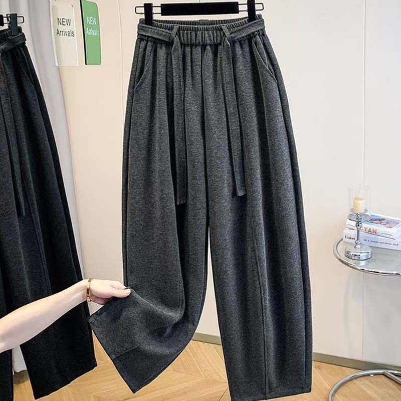 Pants for Women Elastic High Waist Long Trousers Plus Thickened Stretchy Solid Colour Versatile Casual Pants