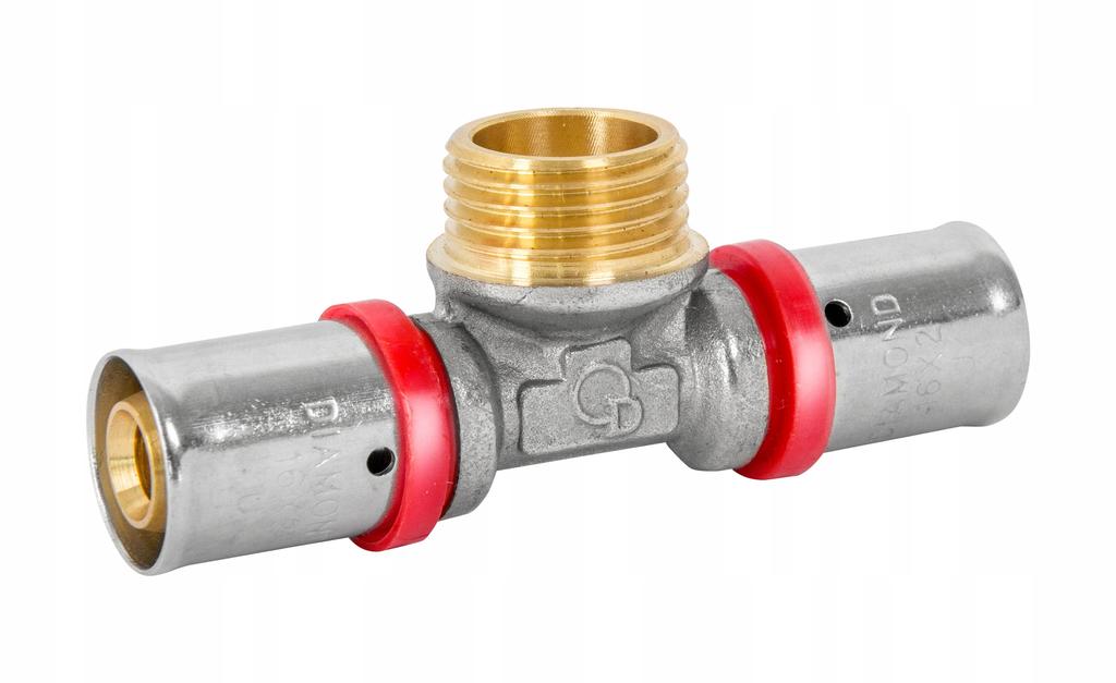 Pex Trójnik 25X3/4X25 Gz Zaciskany Zaprasowywany