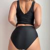 Maillot de bain pour femme Sexy Noir Creux Croisé Maillot de bain Ensemble Bikini Taille Haute Vêtements de Plage Maillots de Bain