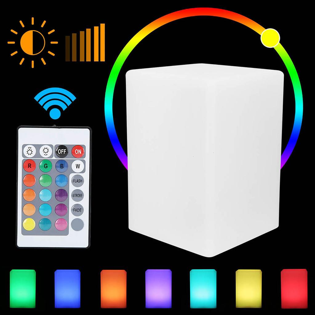 LED Desk Light Colorful Square Table Lamp with 24 Key Remote Control for Bedroom BedsideSquare