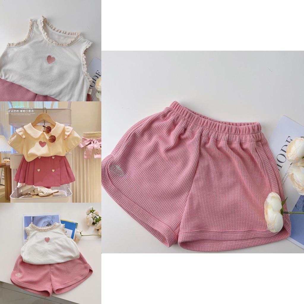 Adorable Korean Style Summer Two Piece Set For Girls Featuring Heart Embroidery And Soft Cotton Fabric