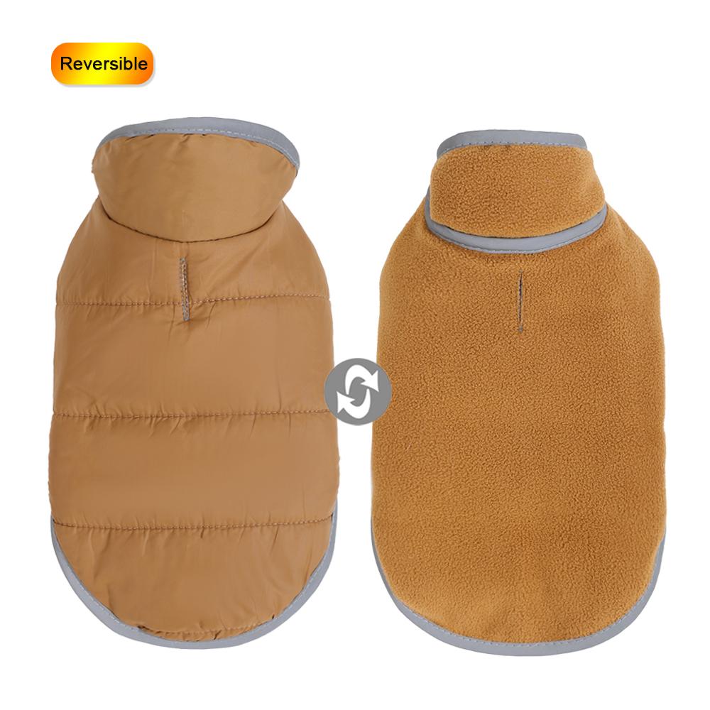 Pet Dog Coat Winter Reflective Clothes For Small Medium Dogs Cat Reversible Puppy Vest Jacket With Leash Hole Yorkie Pug Costume