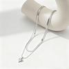 Stylish Double-Layer Heart Pendant Clavicle Necklace with Snake Bone Chain for Women