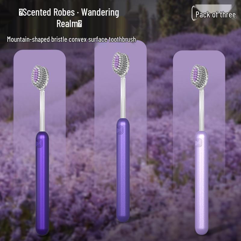 Lavender Roman Pillar Toothbrush: Soft Olive Head Bristles for Premium Gum Care.