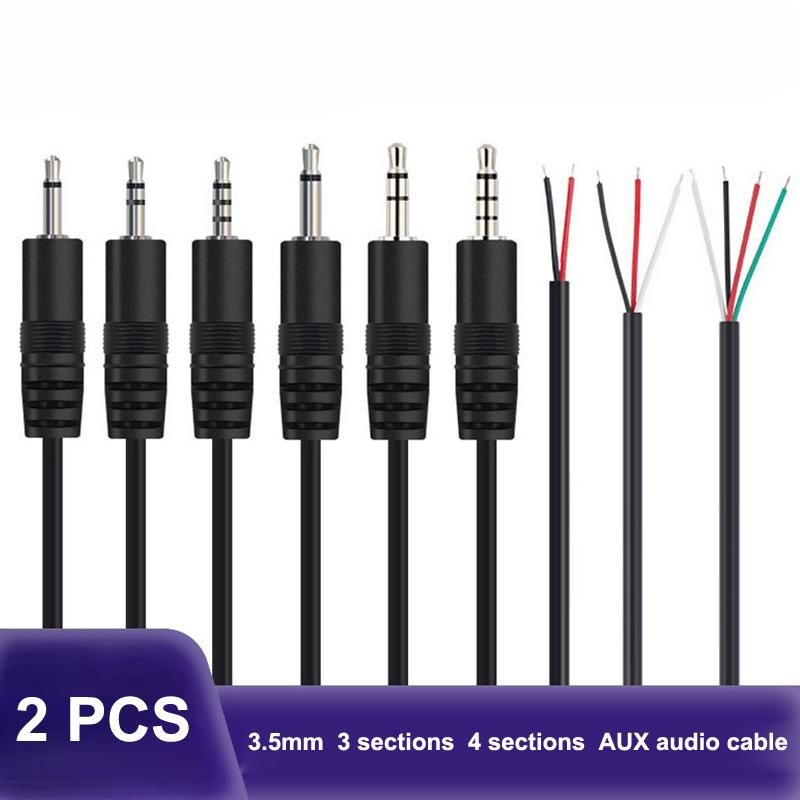 2Pcs 2.5Mm 3.5Mm 1/8'' Mono Stereo Male Female Plug Jack Connector 2/3/4Pin Aux Extension Wire Diy Audio Earphone Mic Repair