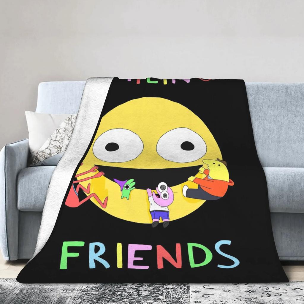 Smiling Friends Cartoon Plüschdecke Weiche Flanell-Bettwäsche Überwurf für Kinder Außenbereich Warm Individuell DIY Geschenkidee