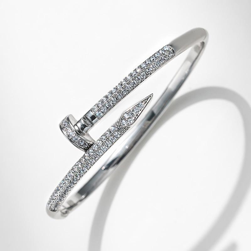 Creative Micropaved Zirconia Open Nail Bracelet