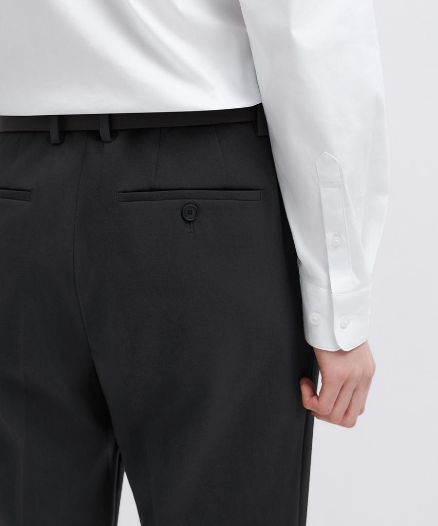 MUSINSA STANDARD Semi-Wide Hidden Banding Slacks [Dark Gray]