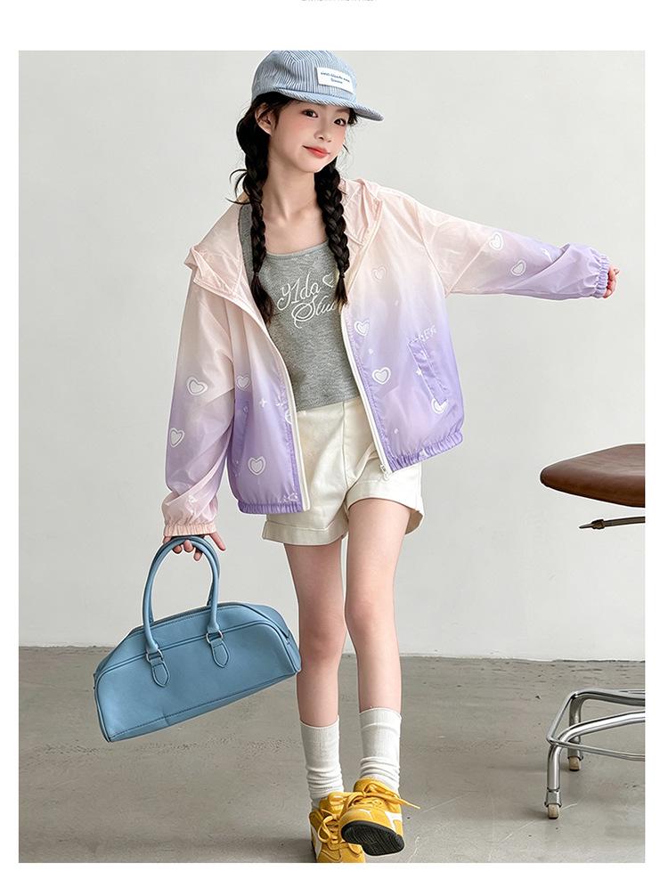 2026 New Korean-Style Ice Silk Gradient Sun Protection Jacket for Girls