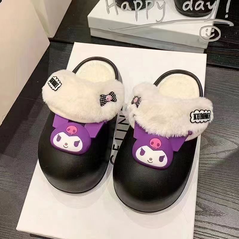 Removable cotton slippers women's winter new home indoor cute cartoon warm waterproof cotton drag women's shoes