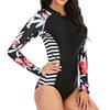 Women Wetsuit Long Sleeve Sun Protection Front Zip Black Diving Suit for Swimming Surfing Black XXL