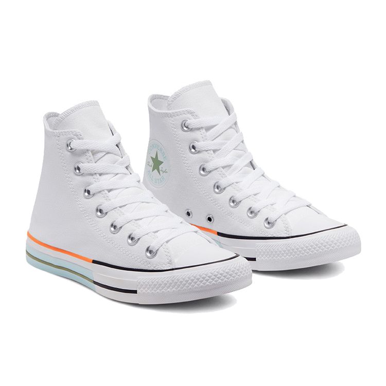 Converse Chuck Taylor All Star Classic Versatile High-Top Canvas Shoes Unisex Sneakers White Orange 167751C