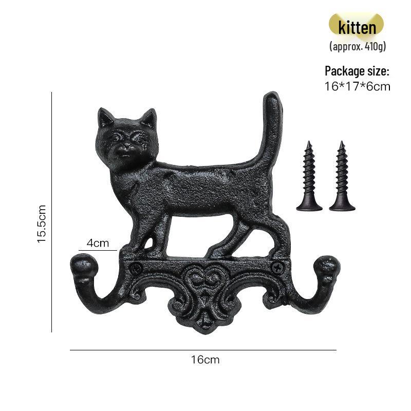 

Винтажный европейский кованый железный настенный крючок с кошкой и собакой для декора сада и дома