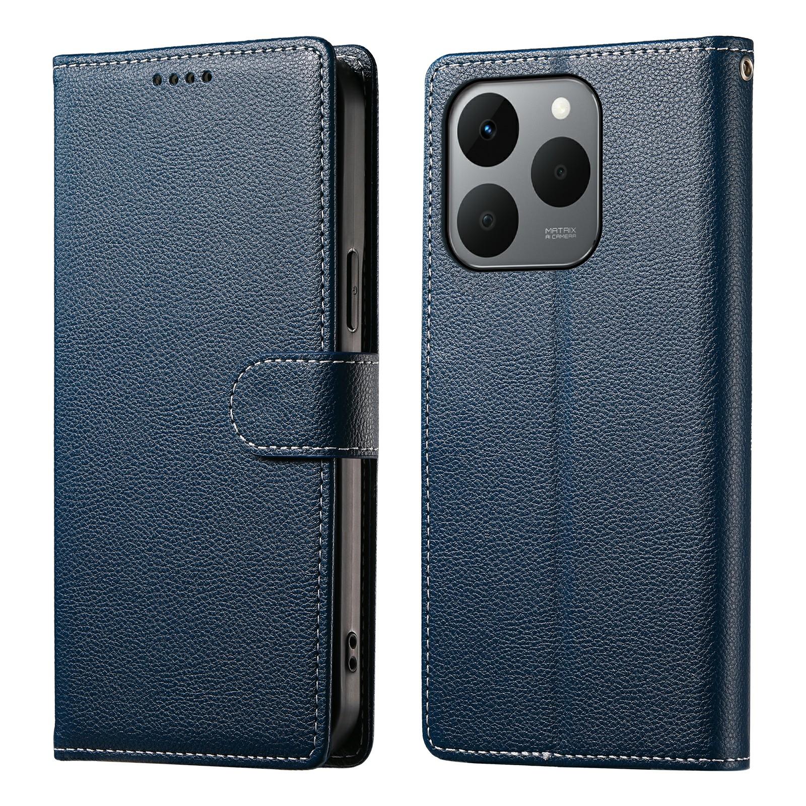 

For Realme 15T 5G Case Magnetic Snap Litchi Texture Leather Wallet Phone Cover with Wrist Strap