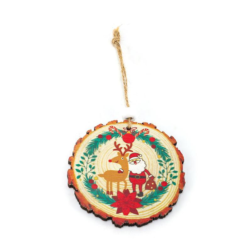 

Натуральные деревянные срезы Рождественские деревянные диски Резьба Подвеска Рождественские украшения DIY Поделки Креативный домашний фон Украшения 9cm