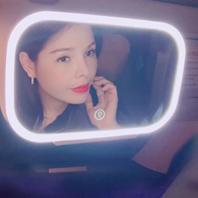Car Sun Visor Mirror Clip On With LED Light 3 Modes Tabletop Makeup Vanity Mirror for Home Auto