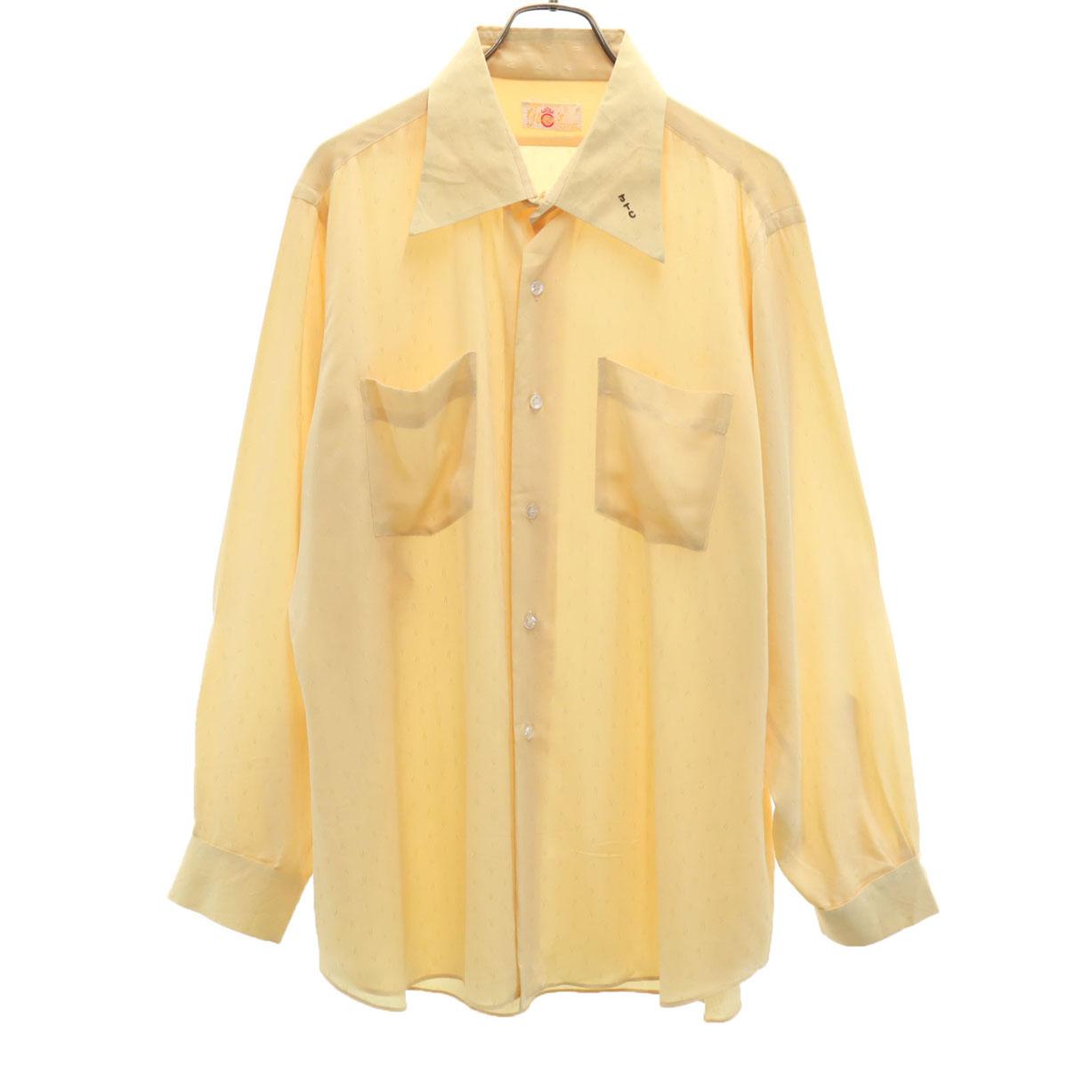 

Винтажная рубашка 70-х годов с длинным рукавом желтая Мужская Б/у