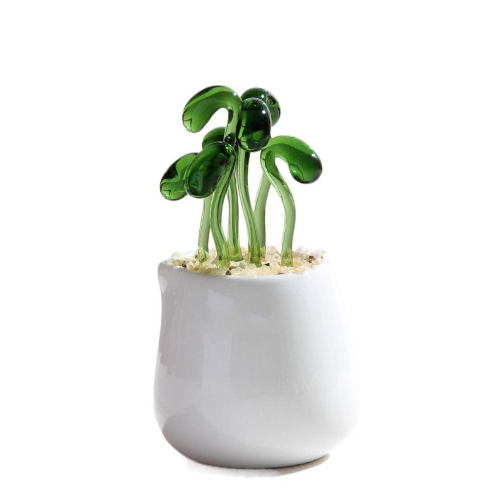 Creatieve Handgemaakte Glazen Potplanten Bloemen Ornament Platte Bodem Schattige Mini Bonsai Levendig Draagbaar Glazen Boeket Beeld Thuis