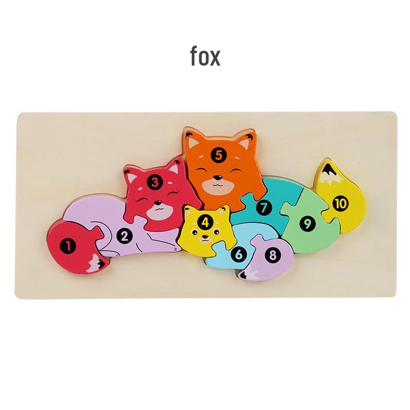3D Wooden Buckle Puzzle: Educational Toy for Early Learning - Numbers, Transportation, and Animal Blocks