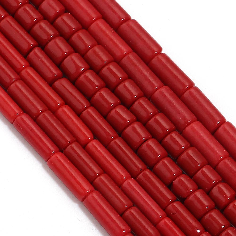 Natural Stone Beads Imitation Red Coral Cylindrical Gemstone Loose Beads For Jewelry Making DIY Bracelets Necklace Accessories