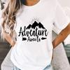 Adventure Awaits Crew Neck Short Sleeve Tshirt Women Mountain Outdoors Hiking Classic Tops Funny Camping Gifts Casual Tshirts