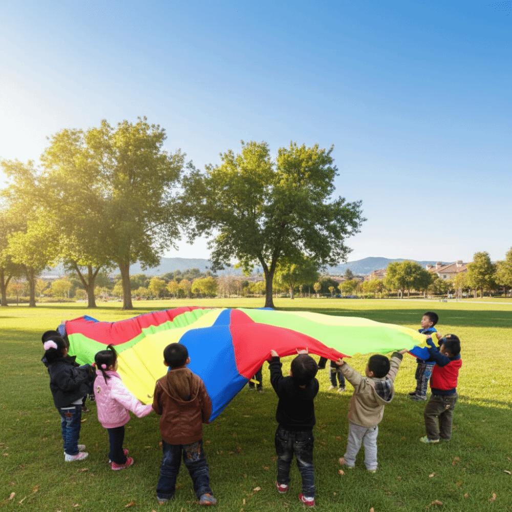 Bouncing Mat Parachute Activity Toys Rainbow Color Perception Training Equipment Team Games