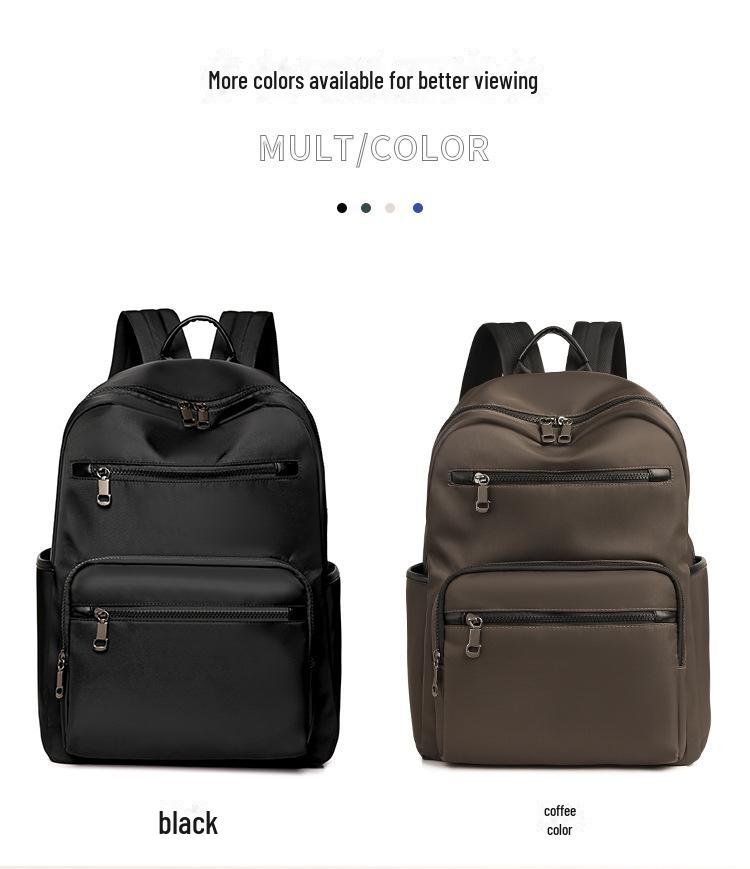 High-End Casual Waterproof Nylon Backpack: Fashionable, Lightweight Travel Bag for Men & Women, with Shoulder Straps & Laptop Compartment.