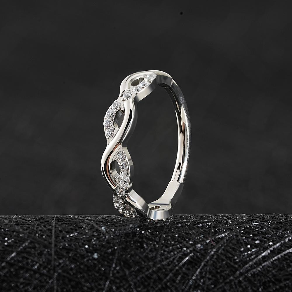 Right Grand ASTM F136 Titanium Twisted Rope Huggie Hoop Earring 16G Infinity CZ Hinged Clicker Septum Nose Ring Earlobe Piercing