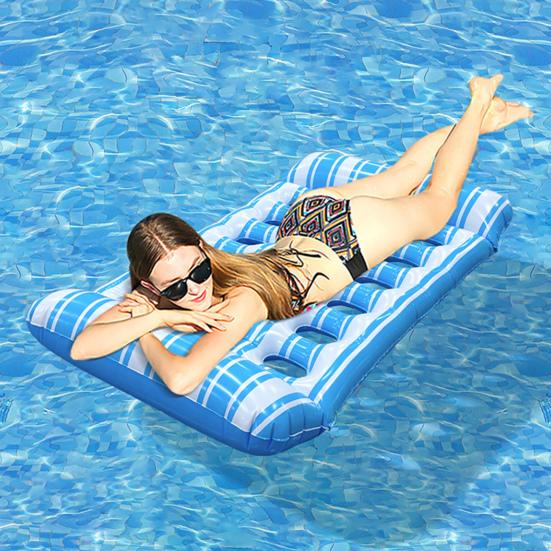 Inflatable Pool Float Mat with Hole Headrest Adults Size Foldable Floating Lounger Raft Summer Swimming Pool Party Beach Lake Essentials