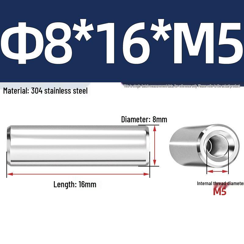 Pin Cilindric din Oțel Inoxidabil 304 cu Filet Interior M4/M6/M8 și Orificiu - Coloană de Suport și Ghidare