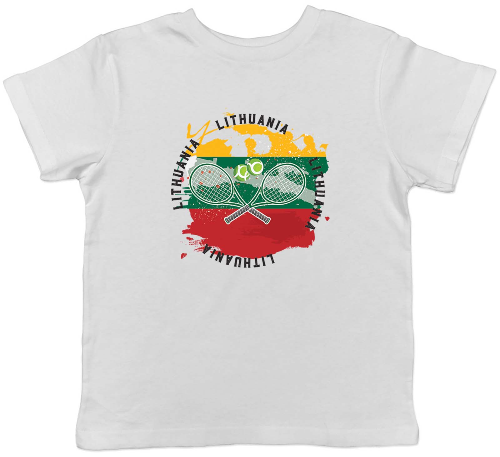 Tennis Sports With Lithuania Flag Childrens Kids T-Shirt Boys Girls Gift 100