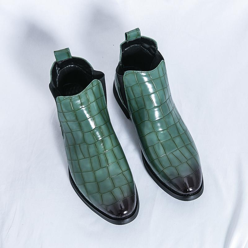 

Мода Модные тенденции Заостренные Деловой кэжуал Челси Мужские ботинки 2025 Британский стиль Удобные Противоскользящие Износостойкие Кожаные Ботильоны 47 зелёный