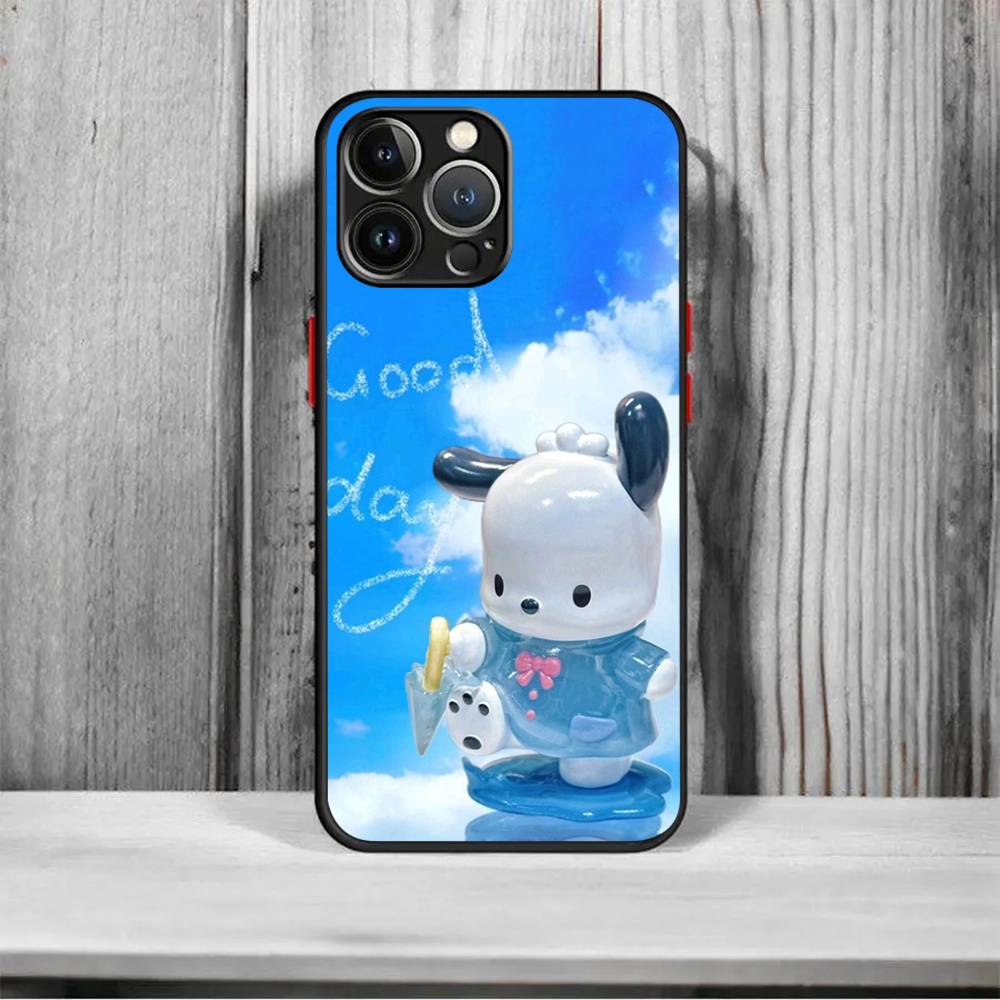Cute Cartoon P-pochacco For iPhone 16 15 14 11 12 13 Mini Pro Max X XR XS Phone Case shockproof frosted