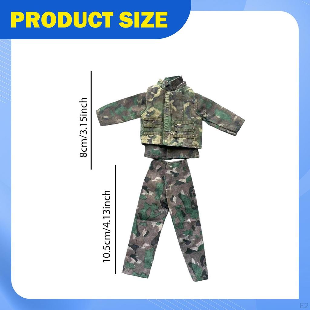 1/6 Long Sleeve Top Outfit Mini Training Vest Retro Cosplay Casual Clothes Dress up for 12"