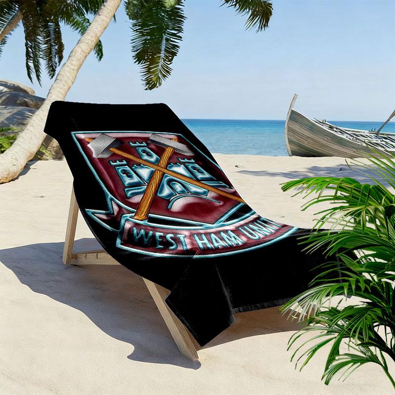 West Ham Logo Aufdruck Strandtuch, Großes Weiches Schnelltrocknendes Handtuch für Strand Camping Schwimmen