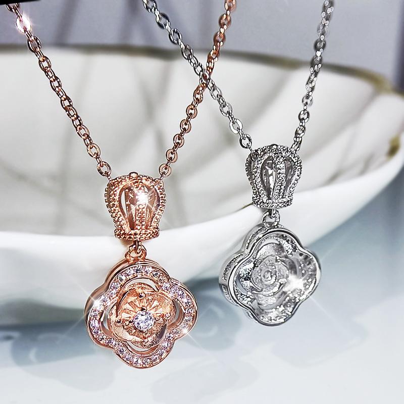 Clover Necklace Women, Simple Light Luxury Pendant Neck Chain Sweater Chain Accessories