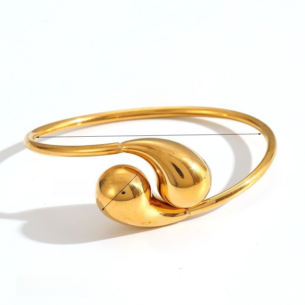 

Elegant Stainless Steel Open Cuff With Geometric Oval Design For Stylish Ladies StyleA