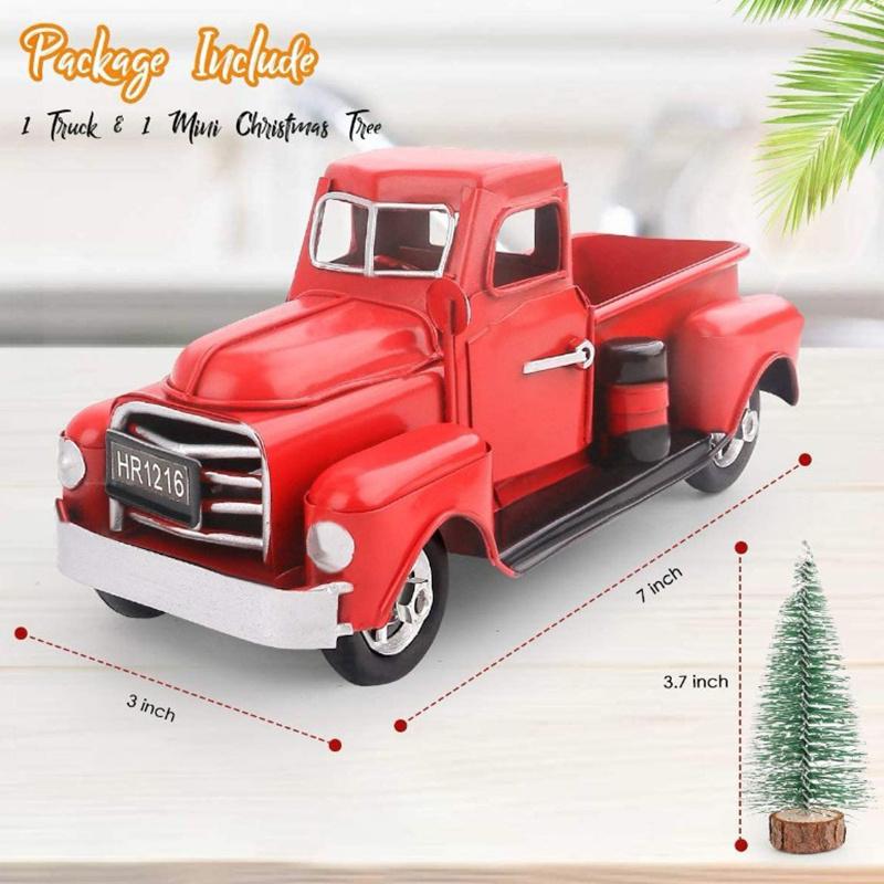 Klassischer roter Weihnachts-LKW-Schmuck (Mit Weihnachtsbaum) - Druckgussmetall Deko & Spielzeug