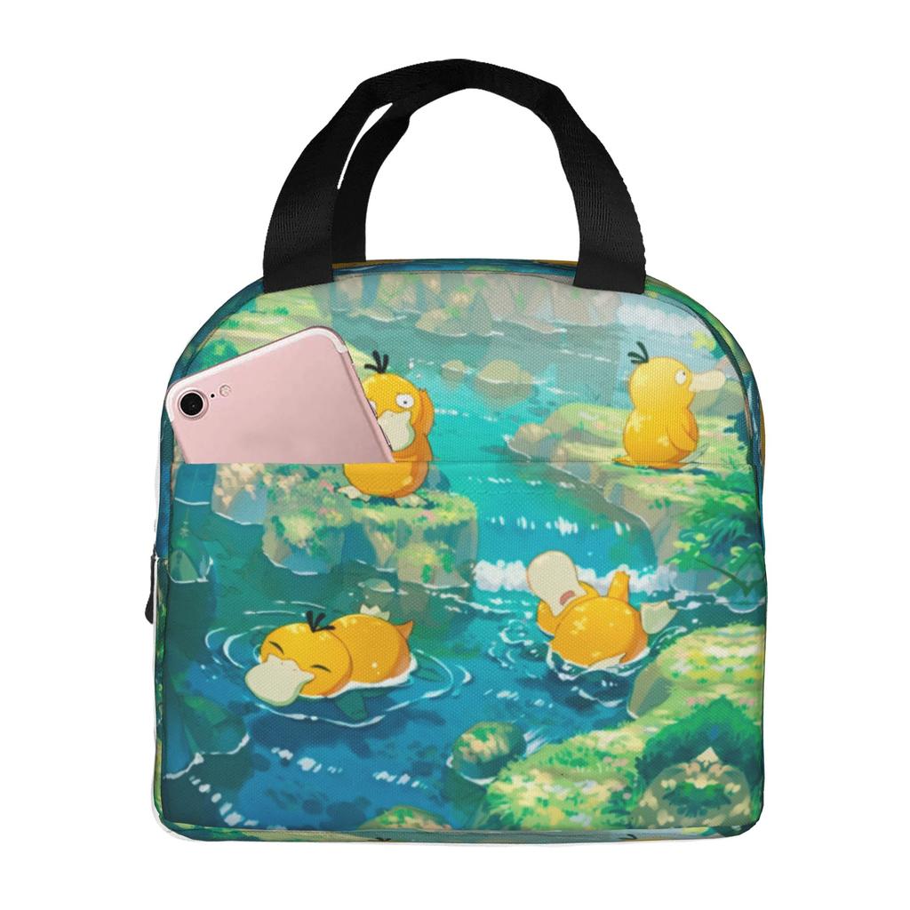 Custom P-Psyducks Insulated Lunch Tote Bag for Women Men Cartoon Resuable Cooler Thermal Bento Box Outdoor Camping Travel