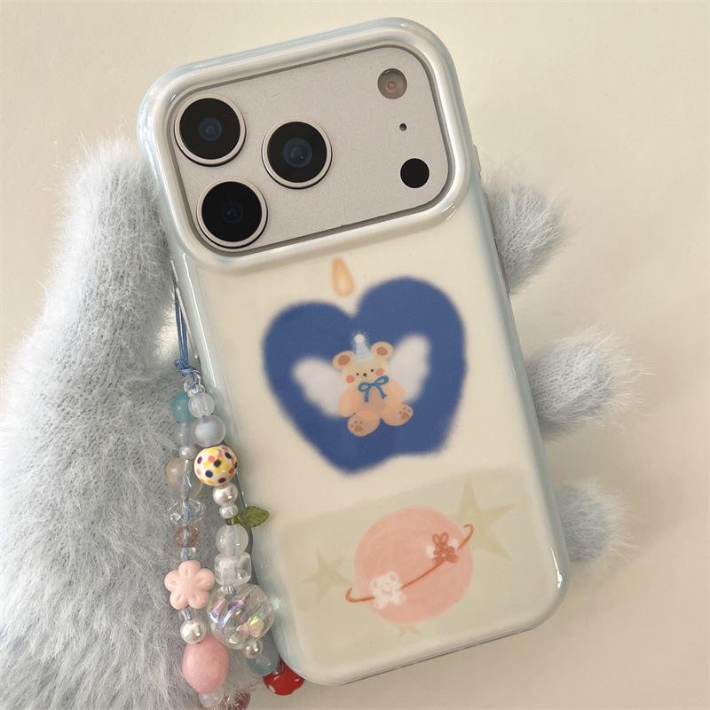 Artistic Angel Bear Wax Candle Phone Case for iPhone 17/16 Pro Max/15/14 - High-End Feel