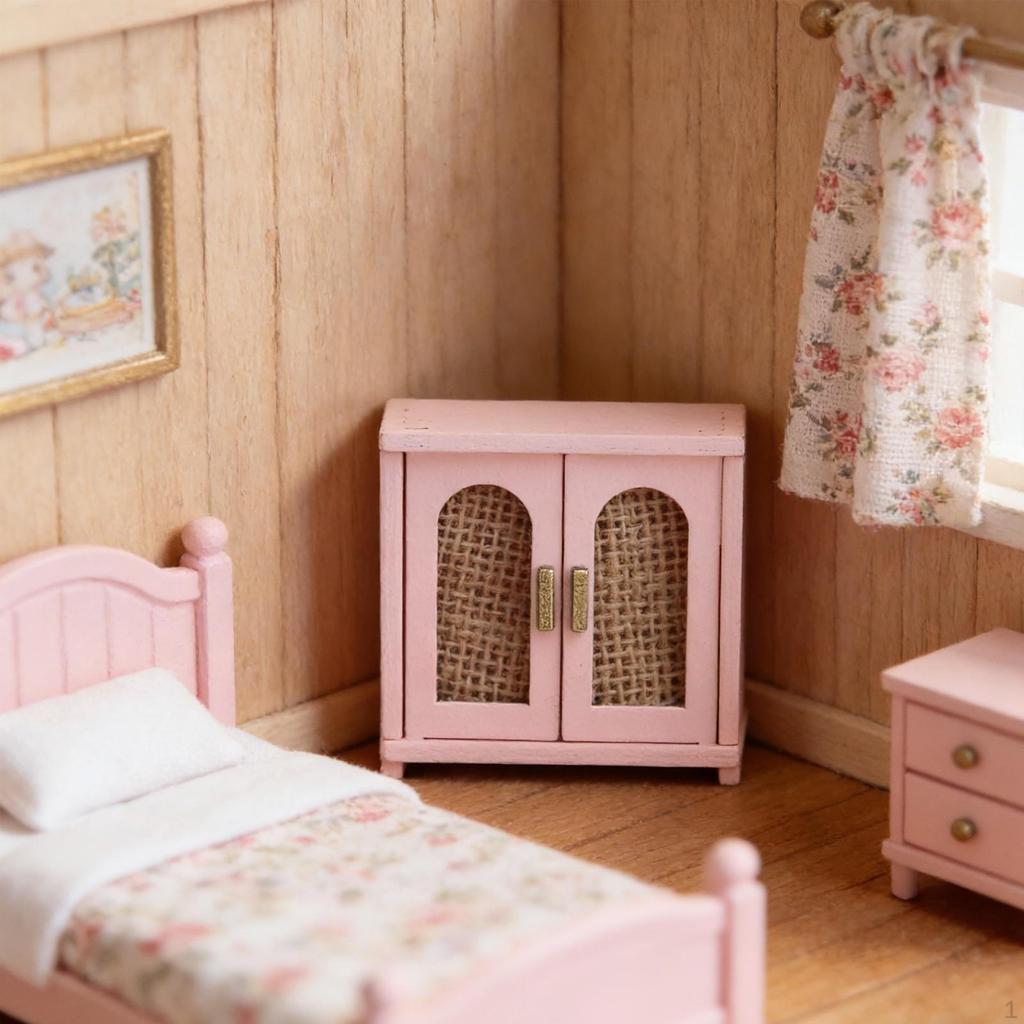1:12 Dollhouse Furniture Doll House Accessory Mini Storage Cabinet Photo Prop Decoration