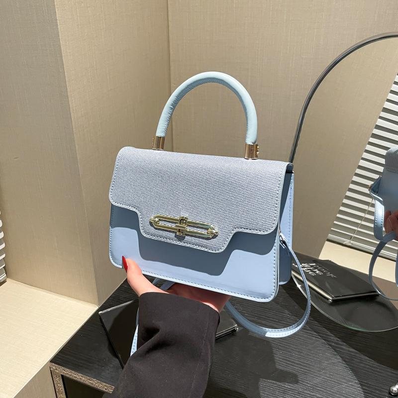 

Fresh new simple light luxury bag popular fashion portable messenger shoulder small square bag синий