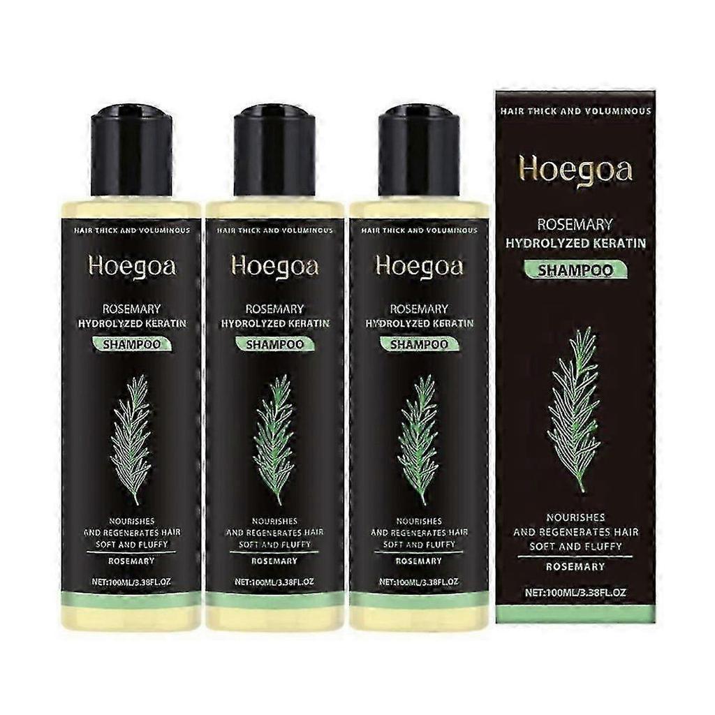 3pcs Rosemary Shampoo For Hair Thickness - Volumizing Strengthening Formula With Hydrolyzed Keratin, Reduces Breakage For Fuller Hair less
