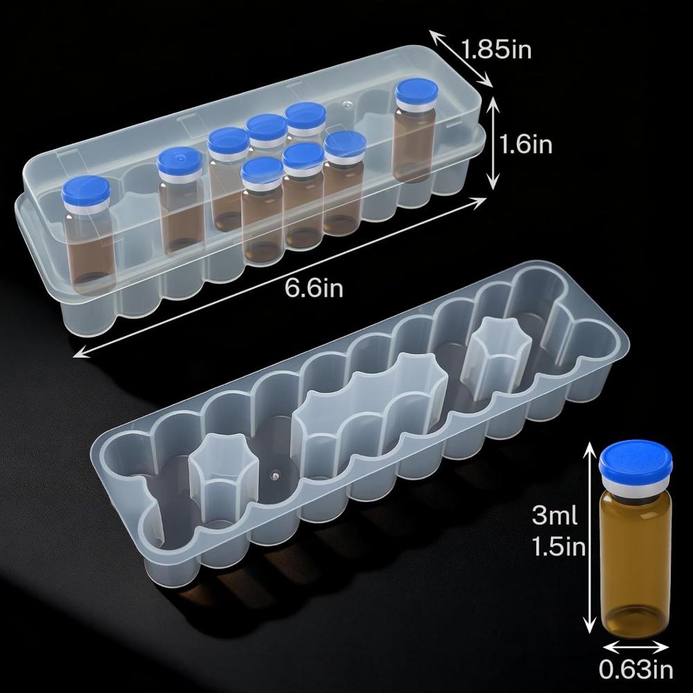 3/5/7/10ml 2/10/24-Schlitz Vials Aufbewahrungskoffer Kunststoff Klar Mikroröhrchen Aufbewahrungsbox Stapelbar Gefrierbox Diabetikerbedarf