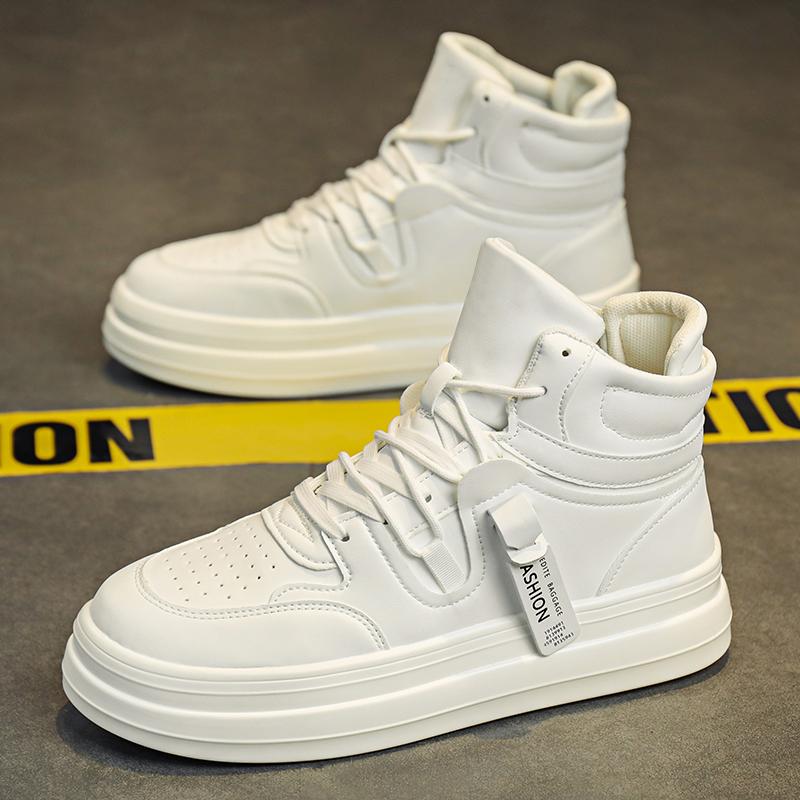 

Мужские повседневные модные высокие кеды для скейтбординга на четыре сезона, удобные кроссовки для студентов, трендовые кроссовки для мальчиков на мягкой подошве, дышащая обувь 40 белый