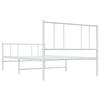 Vidaxl Metal Bed Frame with Headboard and Footboard, White, 100X190 Cm