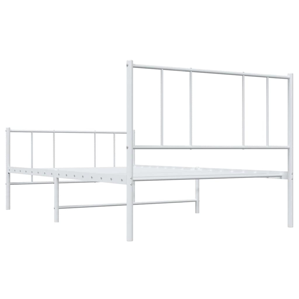 Vidaxl Metal Bed Frame with Headboard and Footboard, White, 100X190 Cm