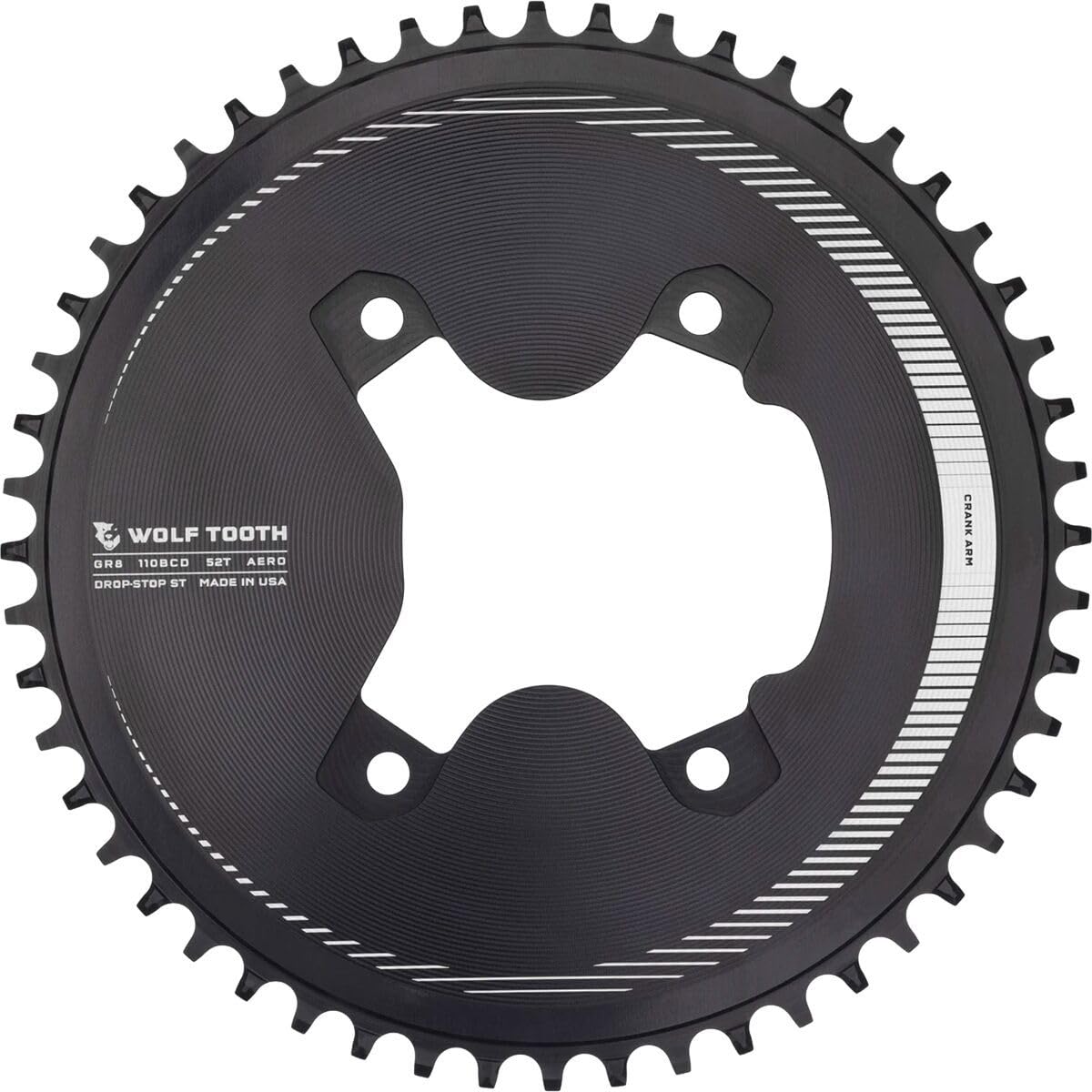 

Wolf Tooth 110 BCD Asymmetric Aero Chainrings for GRX Cranks ST 50T 4-Bolt Drop-Stop